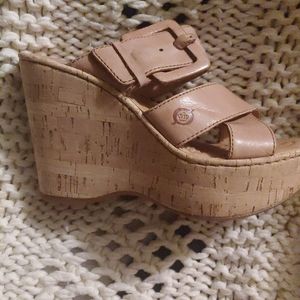 Born cork wedge sandals slides